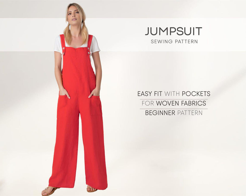 Jumpsuit Beginner Sewing Pattern PDF XS - 4XL, Women Dungaree Pattern
