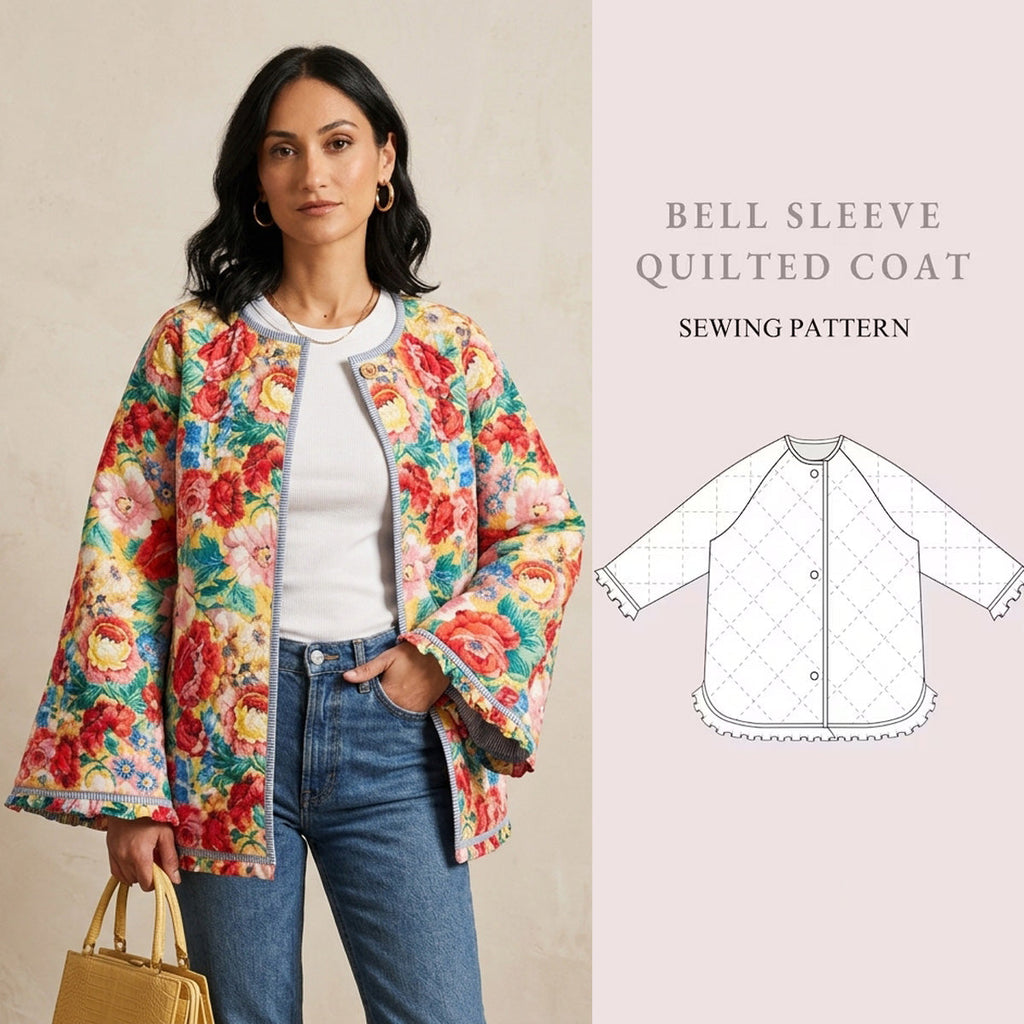 Marie Quilted Coat Sewing Pattern PDF | Beginner Layering Jacket XXS–XXL