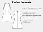 Jackie Dress Boat Neck Mini A-line Dress PDF Sewing Pattern, Easy Women Sleeveless Dress