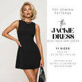 Jackie Dress Boat Neck Mini A-line Dress PDF Sewing Pattern, Easy Women Sleeveless Dress