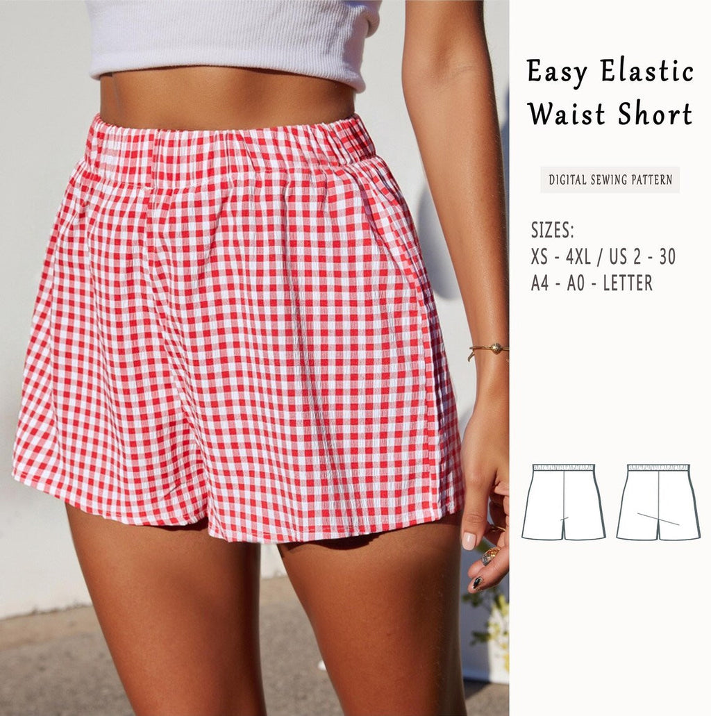 Easy Shorts Pattern PDF | XS-XXL | Elastic Shorts PDF Sewing Pattern