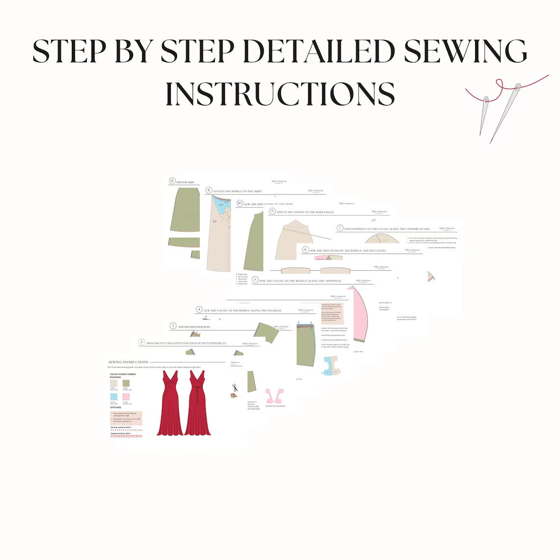 Evening Slip Dress Sewing Pattern PDF | V-Neck Bias Cut Dress US 0–22