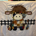 Jumbo Patchwork Highland Cow Baby Blanket Quilt Pattern PDF Download