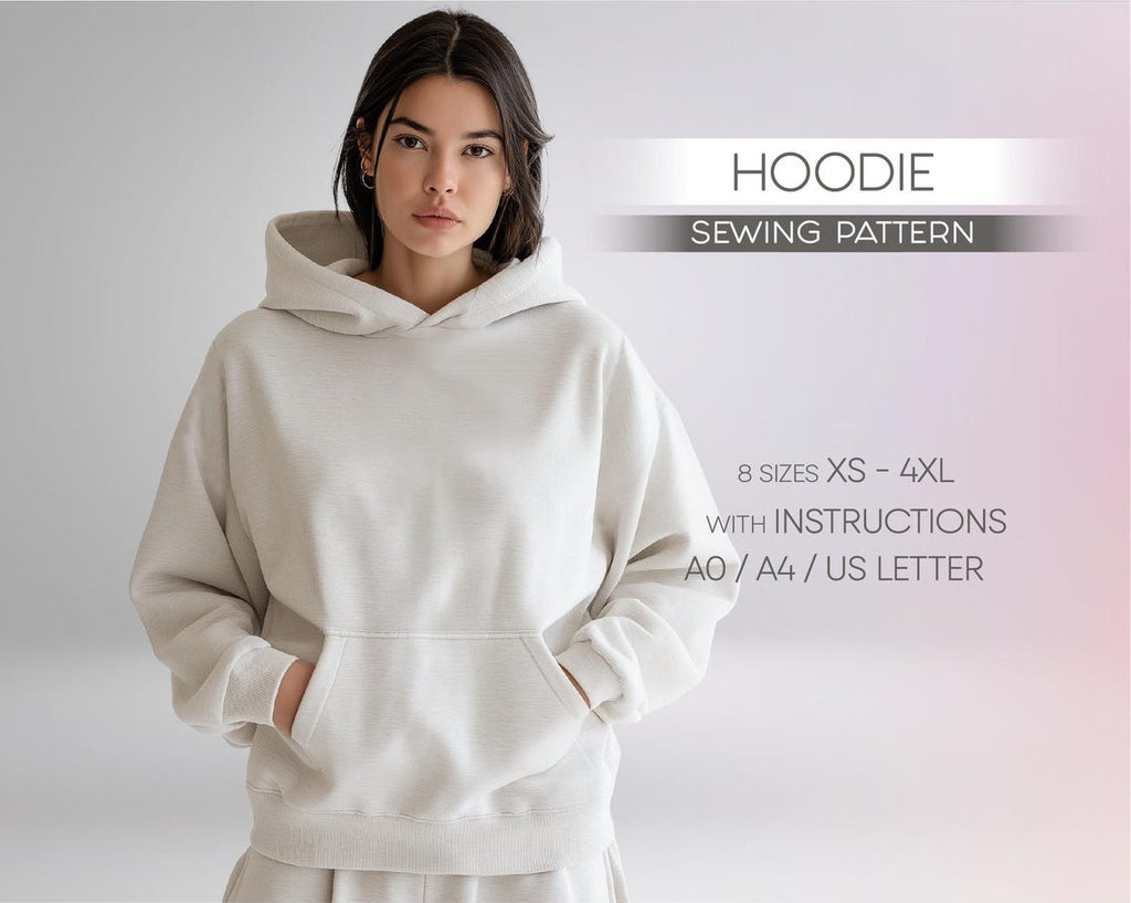 Women’s Hoodie Sewing Pattern PDF | Beginner Sweatshirt & Pullover