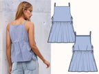 Side Tie Top Sewing Pattern PDF | Women’s Peplum Blouse US 00–22