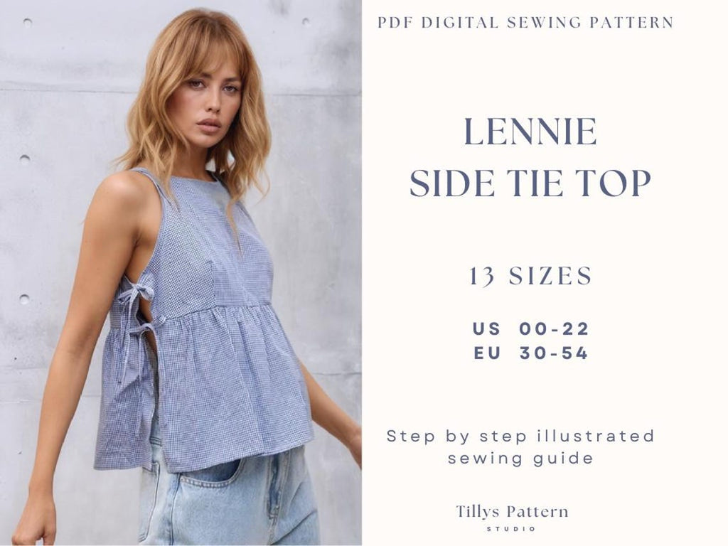 Side Tie Top Sewing Pattern PDF | Women’s Peplum Blouse US 00–22