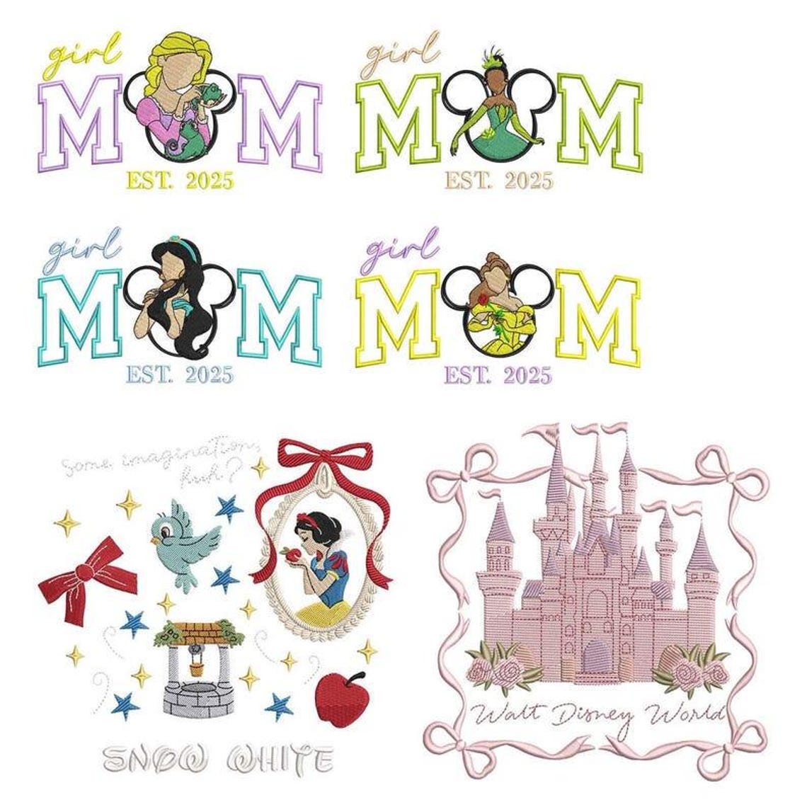 50+ Princess Embroidery Bundle – Magic Kingdom Vintage Designs