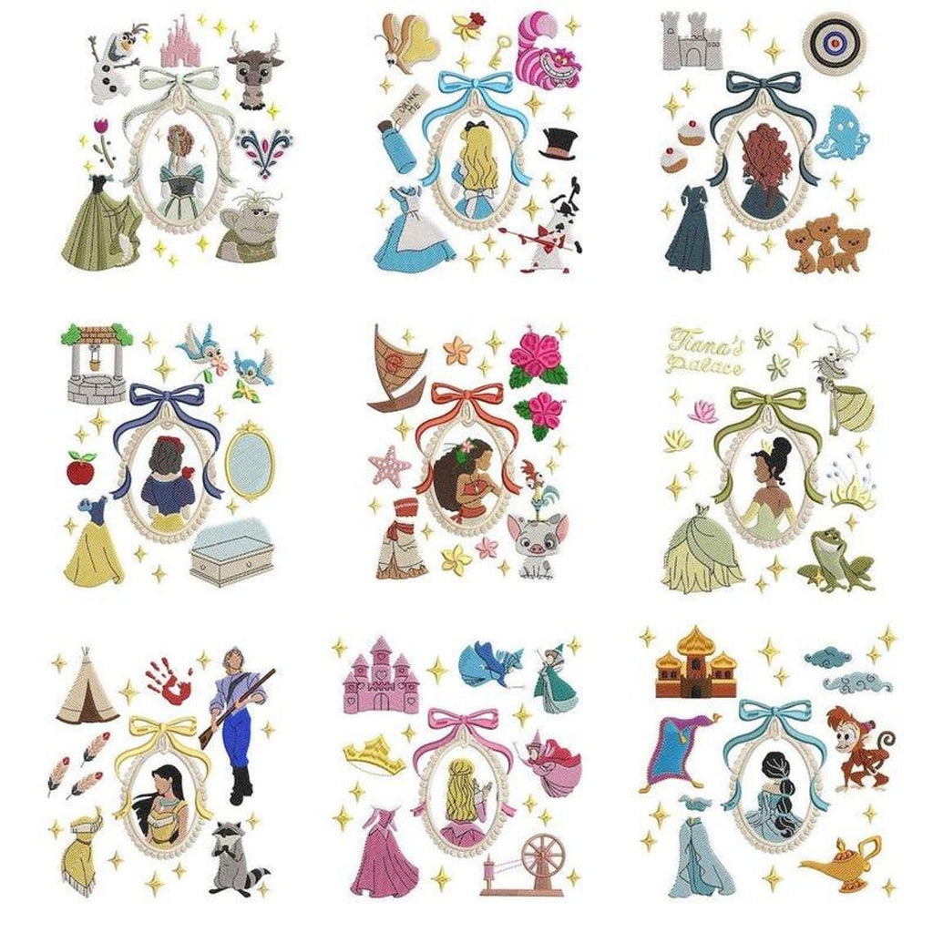 50+ Princess Embroidery Bundle – Magic Kingdom Vintage Designs