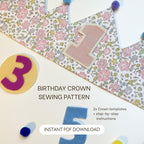Birthday Crown Sewing Pattern: Reusable Fabric Crown with Numbers (PDF Download)