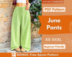 June Pants Wide Leg Palazzo Pants Sewing Pattern PDF | Women’s Elastic Waist Pants