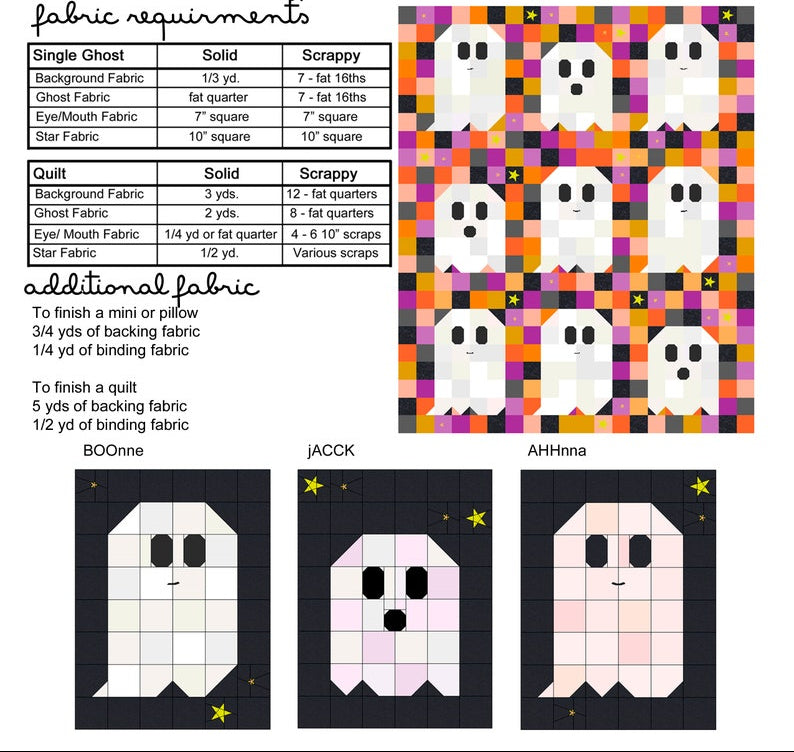 Ghost Party!!! Quilt PDF Pattern Download