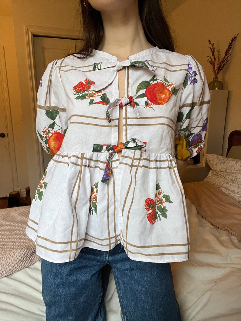 Puffed Sleeve Peplum Top Sewing Pattern: Front Tie Blouse (XS-XXL) (Digital Download)