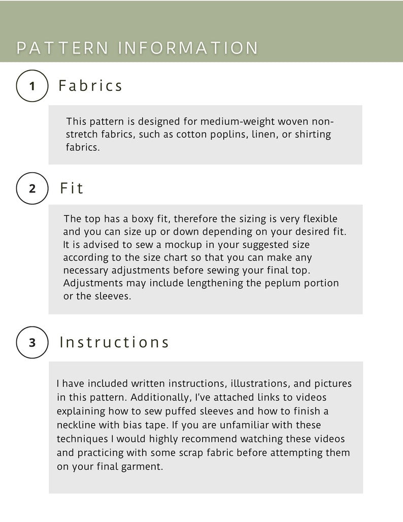Puffed Sleeve Peplum Top Sewing Pattern: Front Tie Blouse (XS-XXL) (Digital Download)