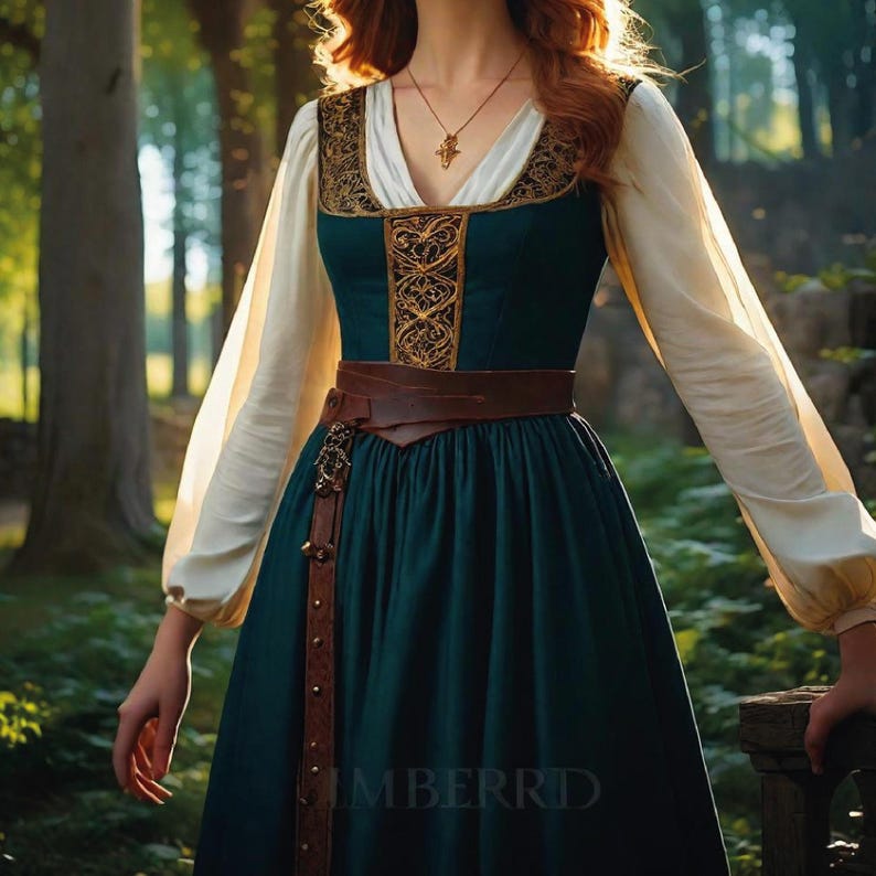 Medieval Maxi Dress Sewing Pattern – Renaissance Gown PDF US 02–30