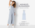 Women’s Dungarees & Jumpsuit Sewing Pattern – Onesie, Overalls, Romper PDF, Plus Size