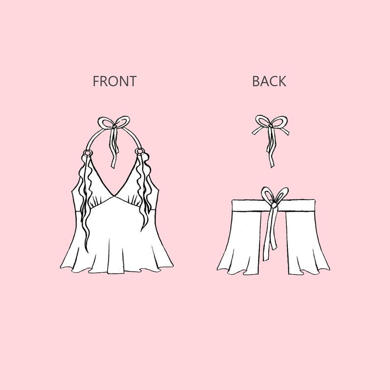 Halter Neck Babydoll Ruffle Top Sewing Pattern – Tie Back Y2K Cami Top PDF, XS–XL