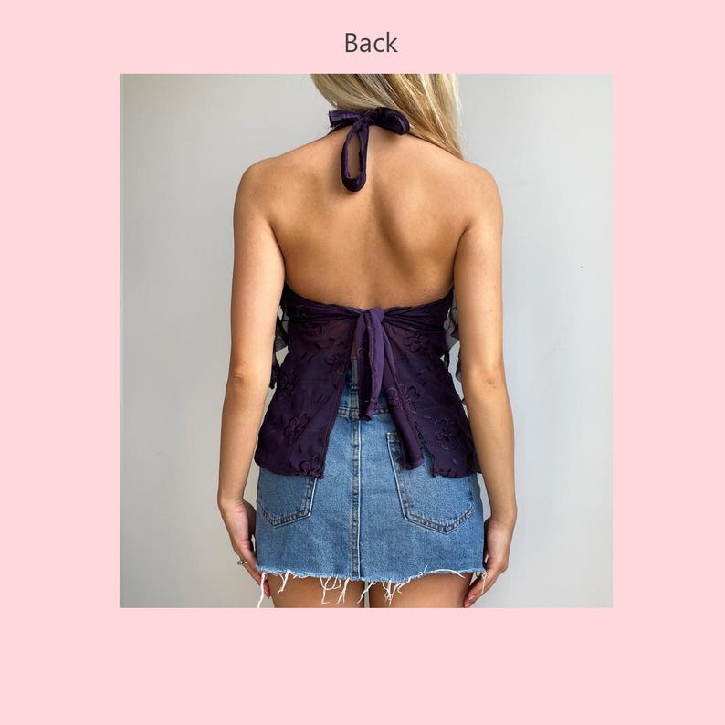 Halter Neck Babydoll Ruffle Top Sewing Pattern – Tie Back Y2K Cami Top PDF, XS–XL
