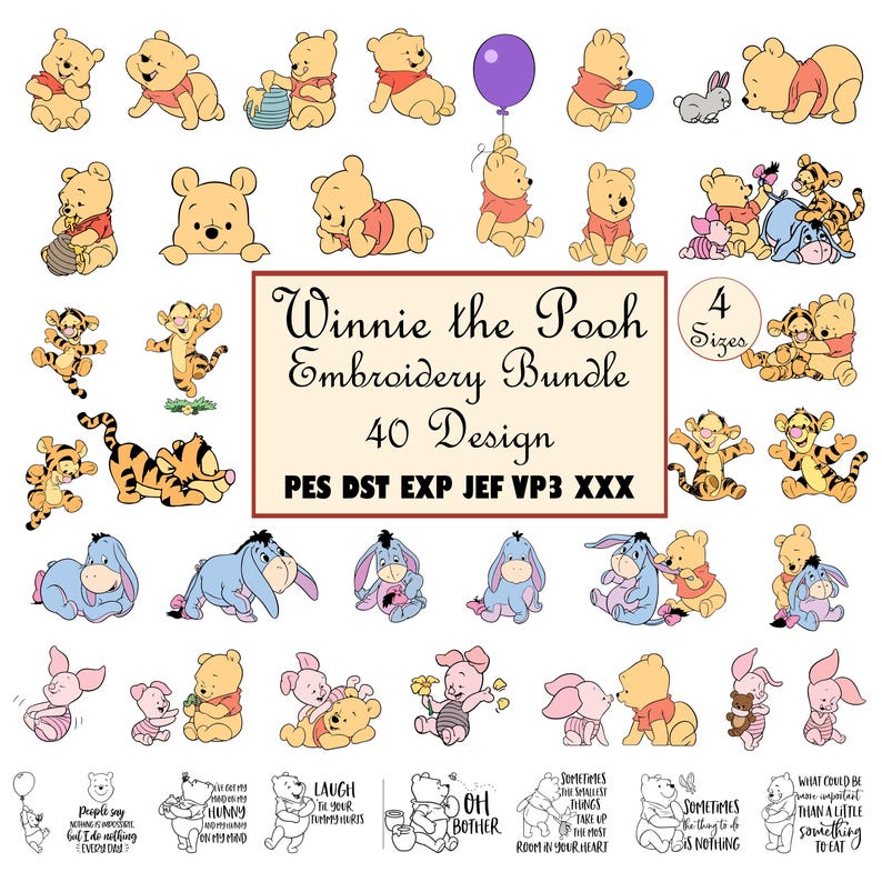 Mega Embroidery Bundle | 4 sizes | Pes, Jef, Exp, Dst, Vp3, Xxx | Instant Download