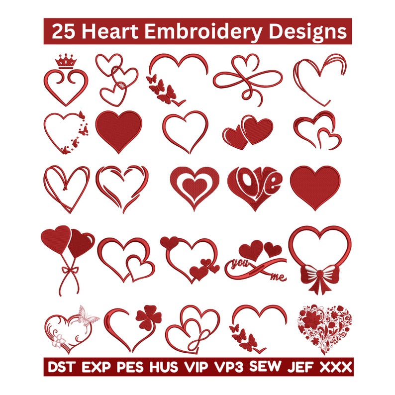 Hearts Embroidery Design Bundle | Mini Hearts Embroidery Pack