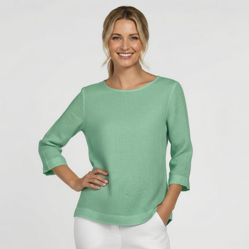 Linen Blouse Sewing Pattern – Women’s Top PDF for Woven Fabrics, Easy & Plus Size