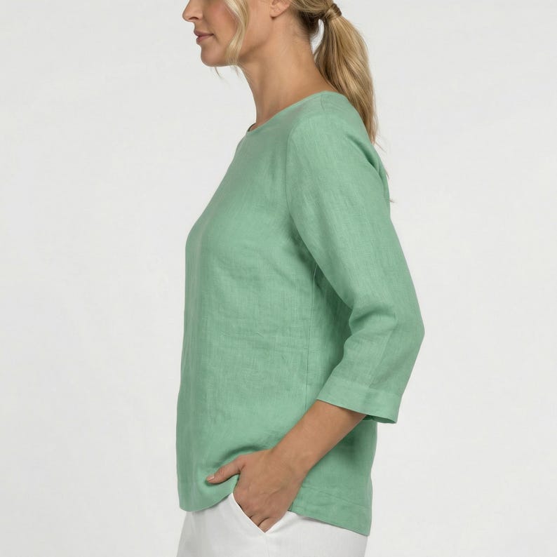 Linen Blouse Sewing Pattern – Women’s Top PDF for Woven Fabrics, Easy & Plus Size