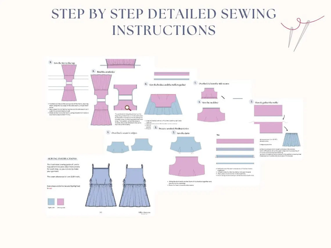 Side Tie Top Sewing Pattern PDF | Women’s Peplum Blouse US 00–22