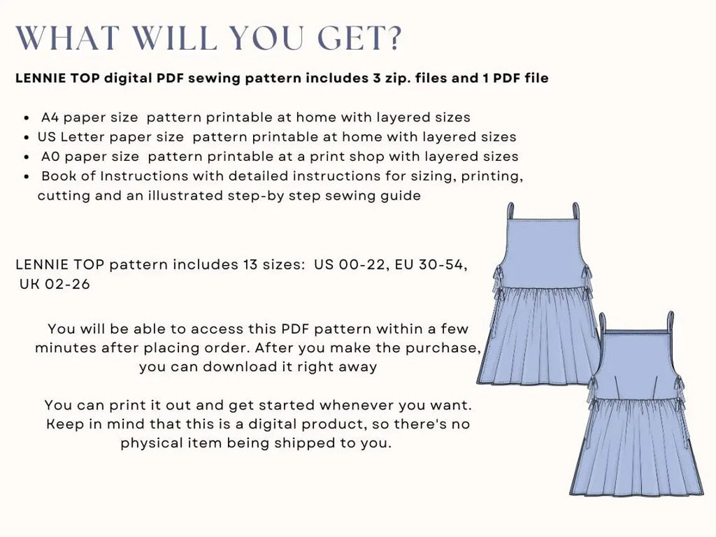 Side Tie Top Sewing Pattern PDF | Women’s Peplum Blouse US 00–22