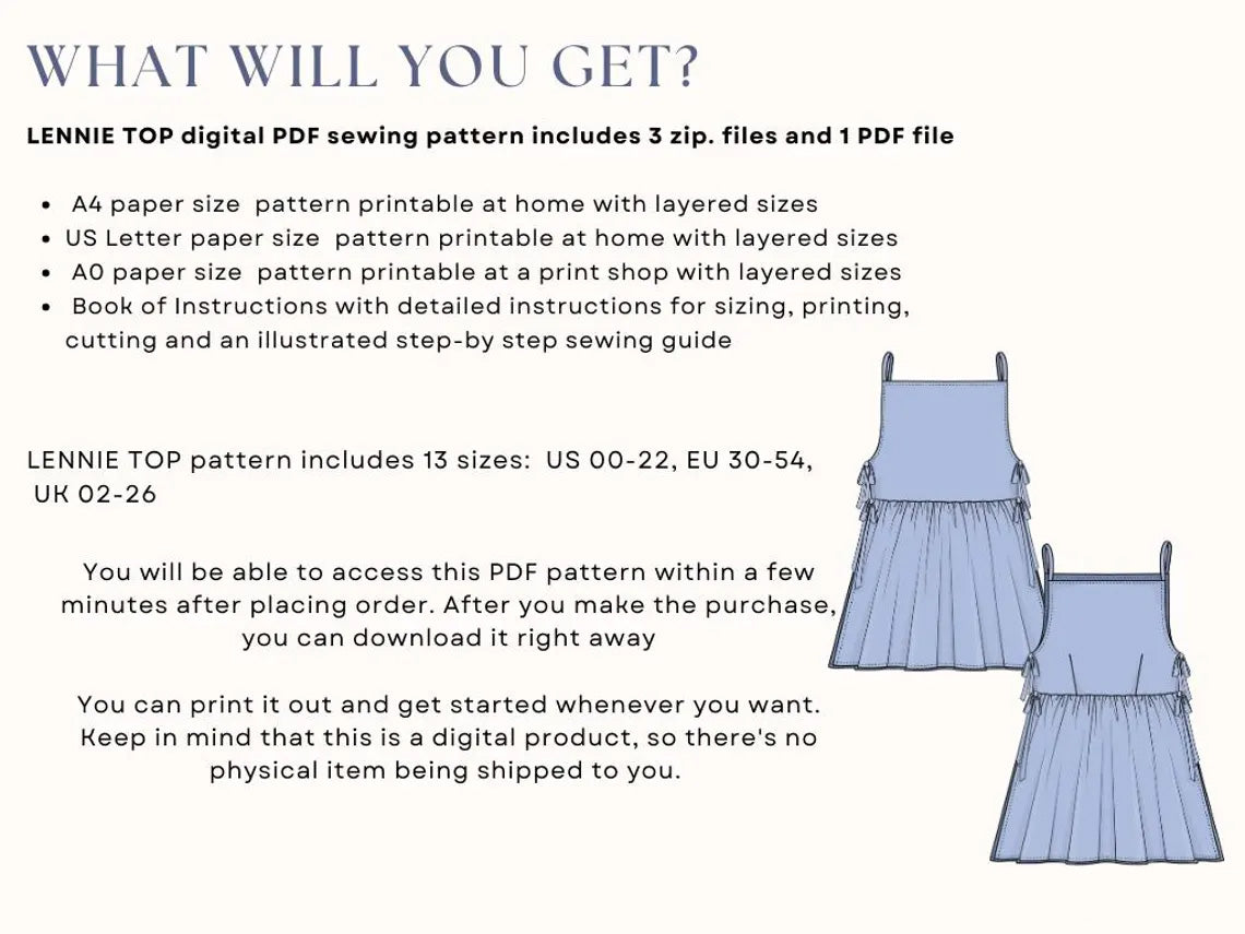 Side Tie Top Sewing Pattern PDF | Women’s Peplum Blouse US 00–22